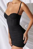 Ruched Mesh Bodycon Dress