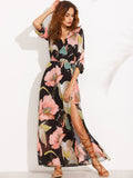 Floral Print Plunge Dress