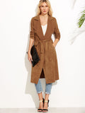 Pure Soft Suede Self Tie Coat