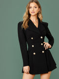 Notch Collar Double Breasted Blazer Dress(SI)