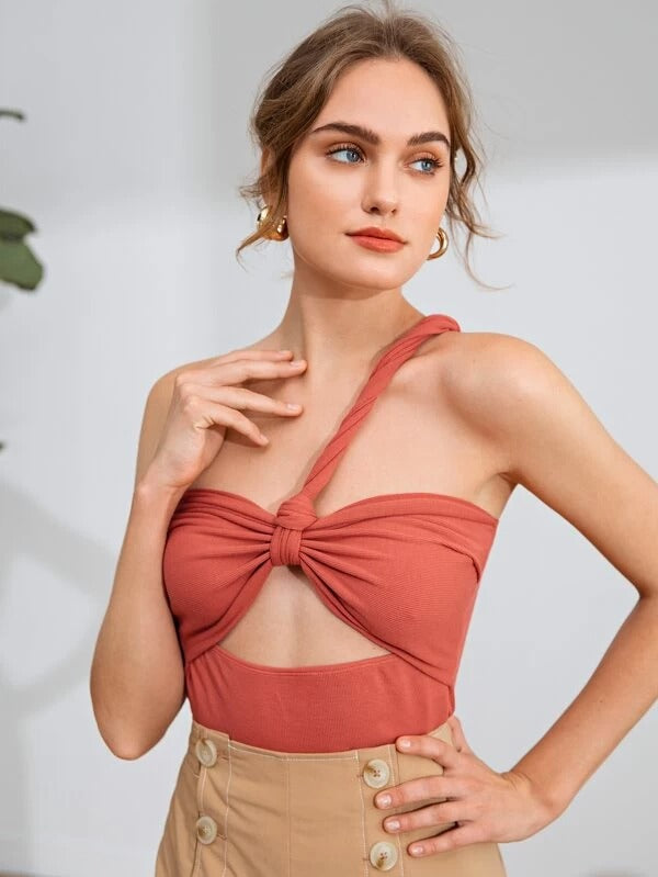 Cut Out Front One Shoulder Top