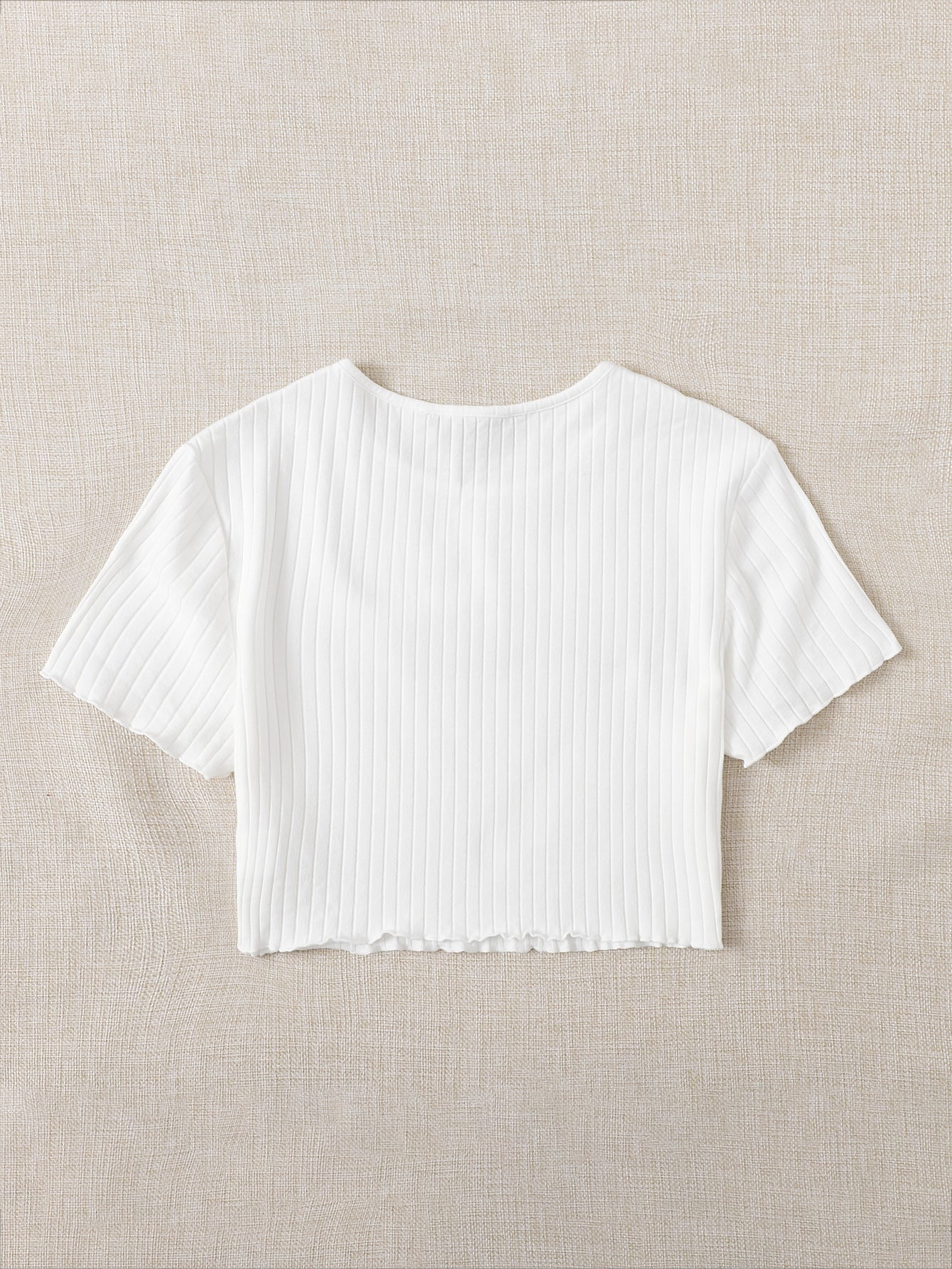 Ribbed Buttoned Lettuce-Edge Top – Parien House