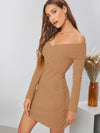 Cross Wrap Bardot Rib Knit Dress( CLEARANCE SALE