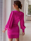 Twist Front Ruched Silk Dress