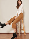 Suede Flare Leg Capri Pants(SI)