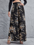 High Waist Floral Wide Leg Pants