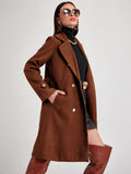 Lapel Collar Slant Pocket Double Breasted Overcoat