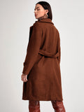 Lapel Collar Slant Pocket Double Breasted Overcoat