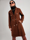 Lapel Collar Slant Pocket Double Breasted Overcoat( CLEARANCE SALE