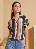 Colorful Stripe Batwing Sleeve Shirt( Clearance Sale)