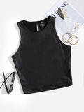 Parien Solid PU Leather Tank Top