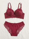 Floral Lace Underwire Lingerie Set( Clearance sale