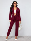 Parien Notch Collar Double Button Blazer and Tailored Pants Set