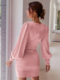 Twist Front Ruched Silk Dress