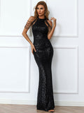 Parien Fringe Shoulder Sequin Prom Dress