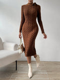 Parien Twisted Knit Turtleneck Sweater Dress