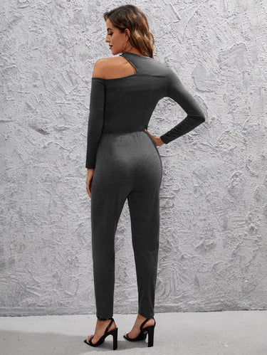 Cut Out Slant Pocket Knot Front Jumpsuit( Clearance sale