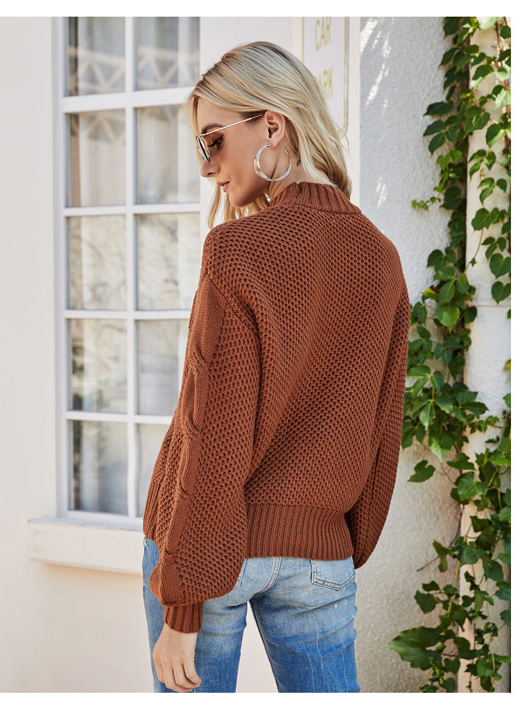 Mock Neck Sweater Cable knit Sweater