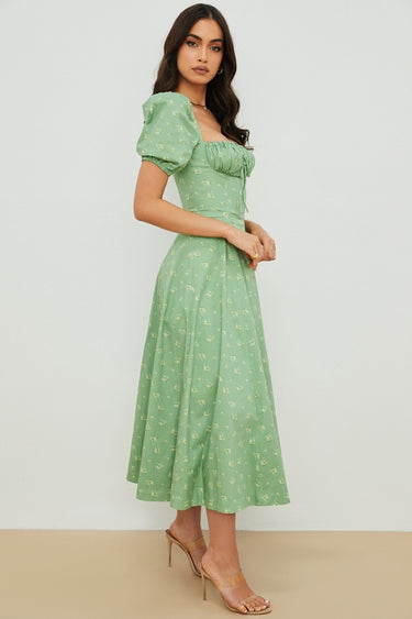 Tie Neck High Slit Maxi Dress(CLEARANCE SALE)