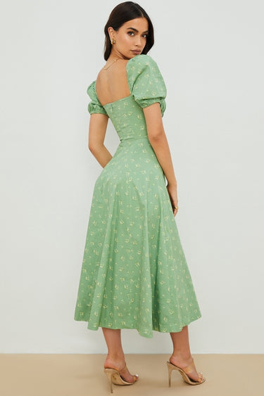 Tie Neck High Slit Maxi Dress(CLEARANCE SALE)
