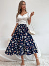 Allover Floral Print Ruffle Hem Skirt