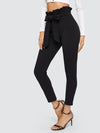 Belted Paperbag Waist Skinny Pants