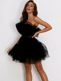Bow Front Layered Tube Tulle Dress
