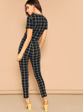 CROSS WRAP FRONT GRID TOP & PANTS SET