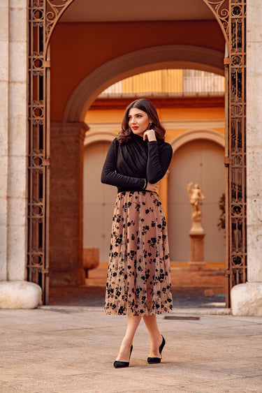 DOUBLE-LAYERED MESH MIDI SKIRT(CLEARANCE SALE)