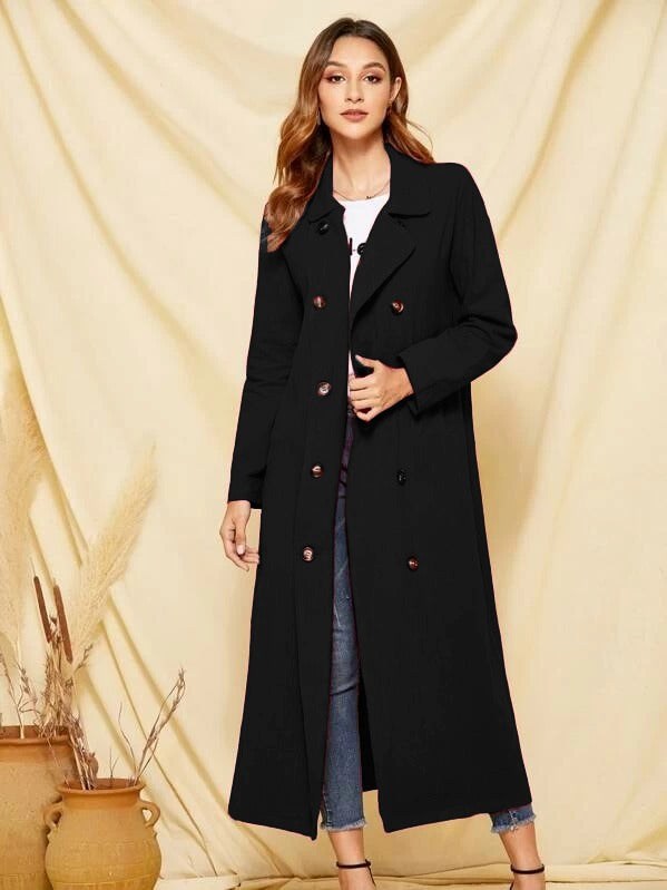 Wool Double Button Pocket Side Trench Coat
