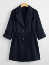 Drawstring Waist Button Up Coat( Clearance sale