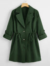 Drawstring Waist Button Up Coat( Clearance sale