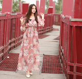 Floral Print Shirred Waist Dress