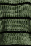 Striped Mock Neck Drop Shoulder Sweater