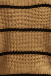 Striped Mock Neck Drop Shoulder Sweater