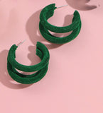 Green C Shape Earings