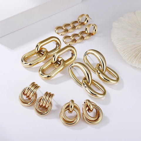 Four Pieces round Chain Earings