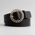 Chain Decor Buckle Belt With Hole Punch