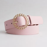Chain Decor Buckle Belt With Hole Punch