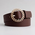Chain Decor Buckle Belt With Hole Punch
