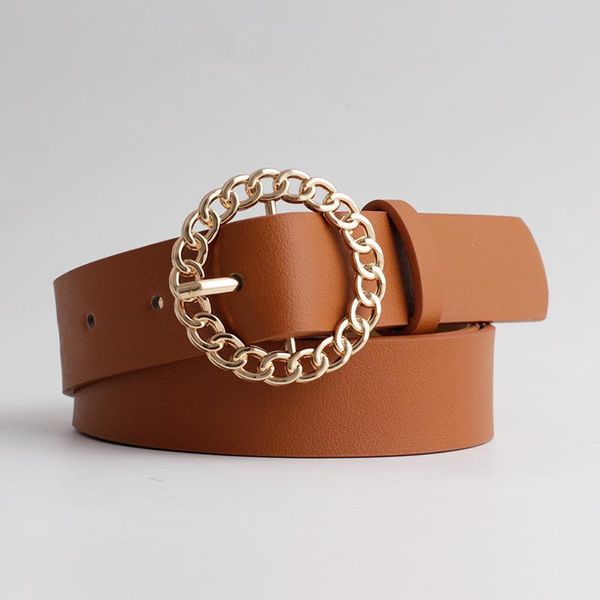 Chain Decor Buckle Belt With Hole Punch