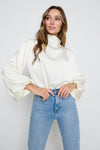 Turtleneck Irregular Collar Drape Shirt