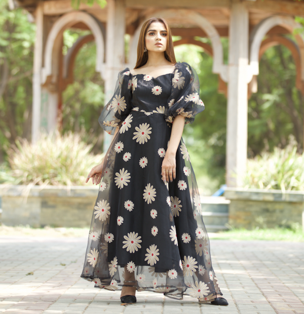 Parien Floral Organza Maxi Dress Clearance sale Parien House