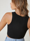 Plunging Neck Rib-knit Tank Top