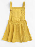 Pink Pocket Front Zip Up Back Corduroy Pinafore( Clearance sale