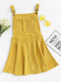 Pink Pocket Front Zip Up Back Corduroy Pinafore( Clearance sale