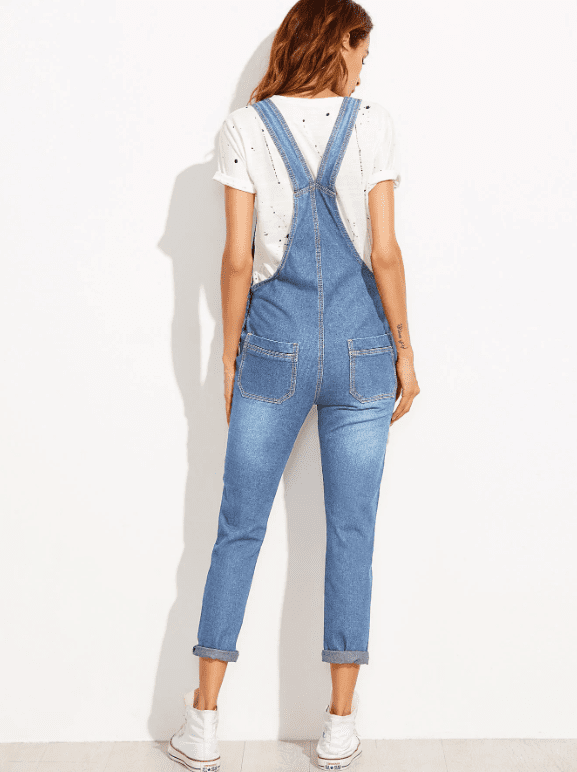 RIPPED OVERALL JEANS WITH POCKET