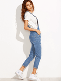 RIPPED OVERALL JEANS WITH POCKET