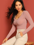 Rib Knit Henley Shirt( Clearance sale