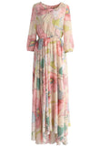 SPRING SCENERY FLORAL MAXI DRESS